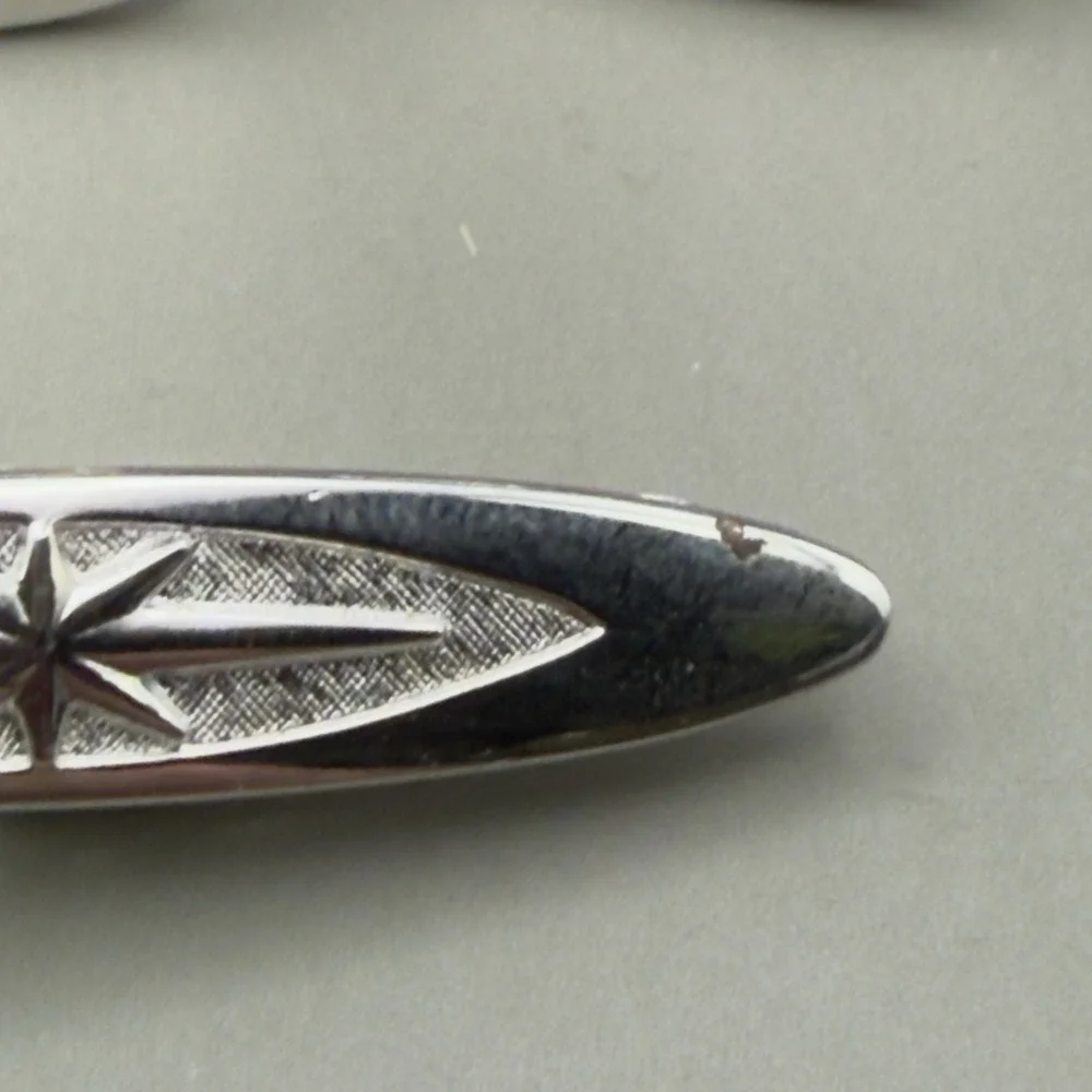 Swank Cufflinks Tie Clip Set Silver Tone Starburst Textured Mens Jewelry Boxed